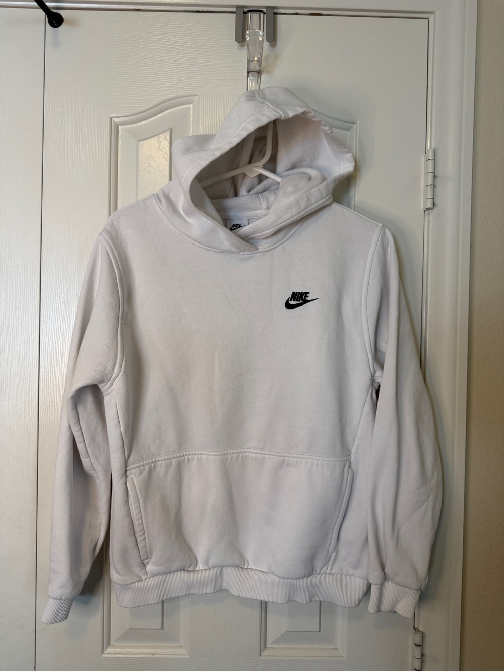 Nike White Hoodie with Black Swoosh Logo